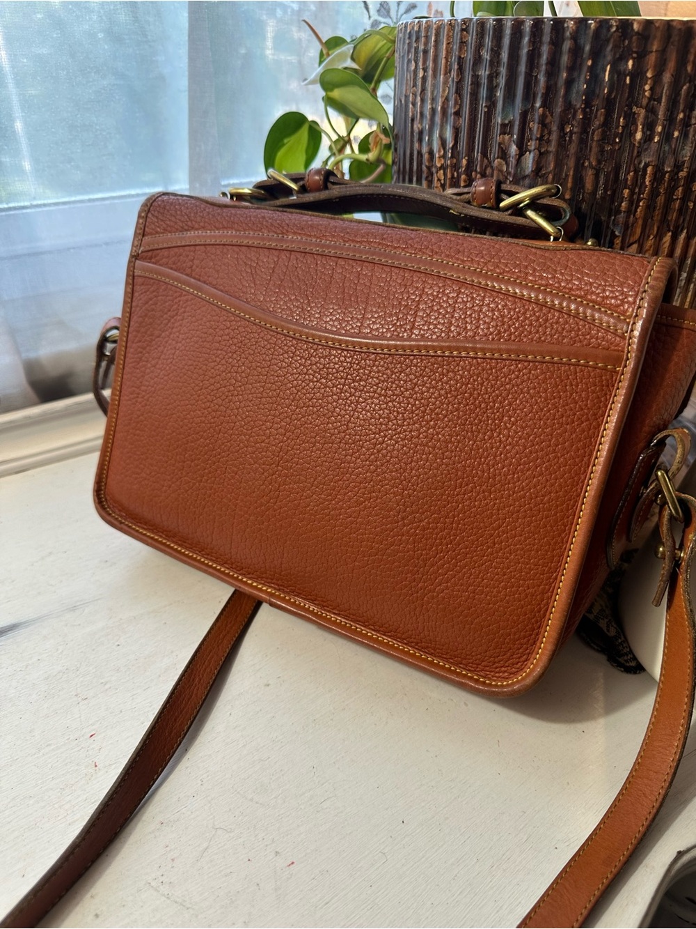Dooney & Bourke Chestnut Brown Leather Shoulder Satchel Top Handle - Picture 13 of 14